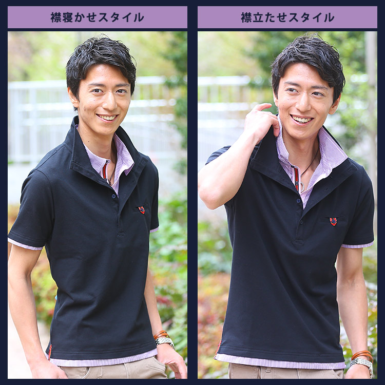 CLUBHAUS フェイクレイヤードベストポロシャツ CLUBHAUS Fake layered Vest + Polo - Navy/White