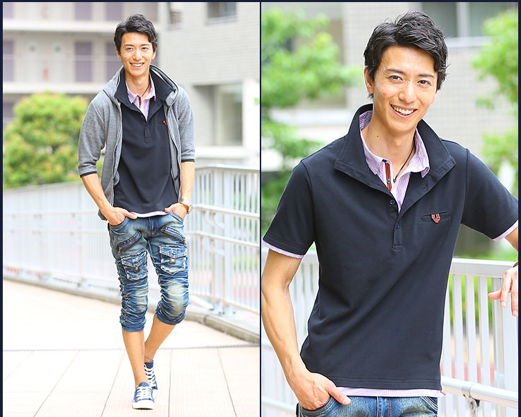 ストライプデザインフェイクレイヤードポロシャツ｜MENZ-STYLE Yahoo