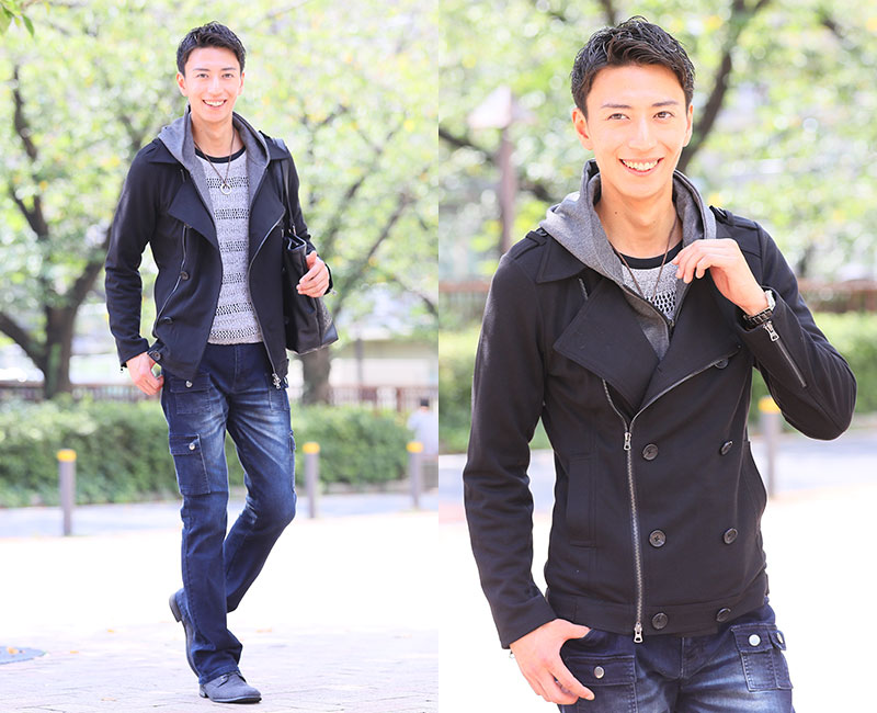 レイヤードデザインジャケット セール】 【REDESIGN】メリルナイロン フェイクレイヤードジャケット