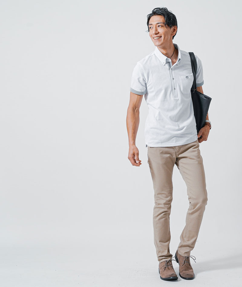 クールマックス素材ドライ加工アーガイル半袖ポロシャツ