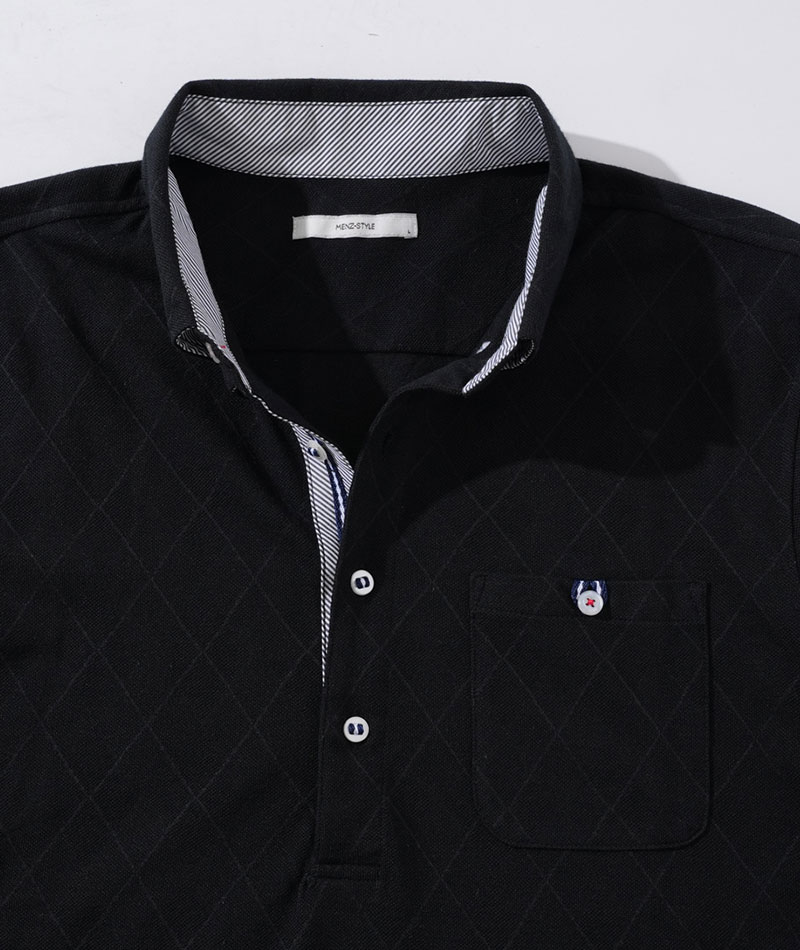 クールマックス素材ドライ加工アーガイル半袖ポロシャツ