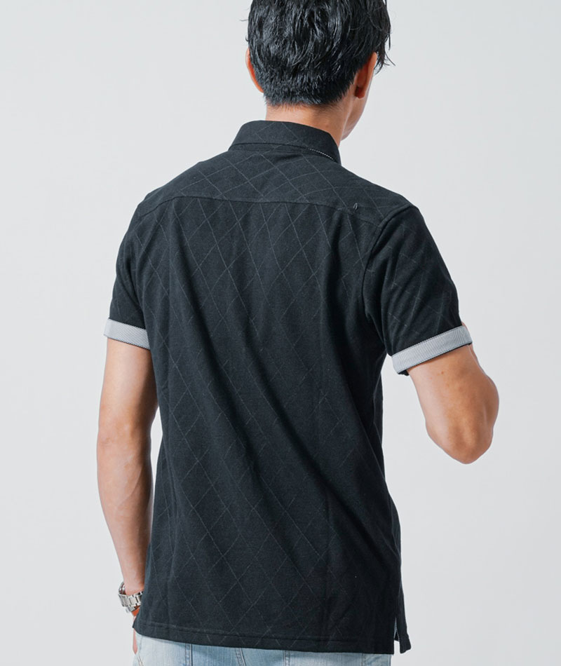 クールマックス素材ドライ加工アーガイル半袖ポロシャツ