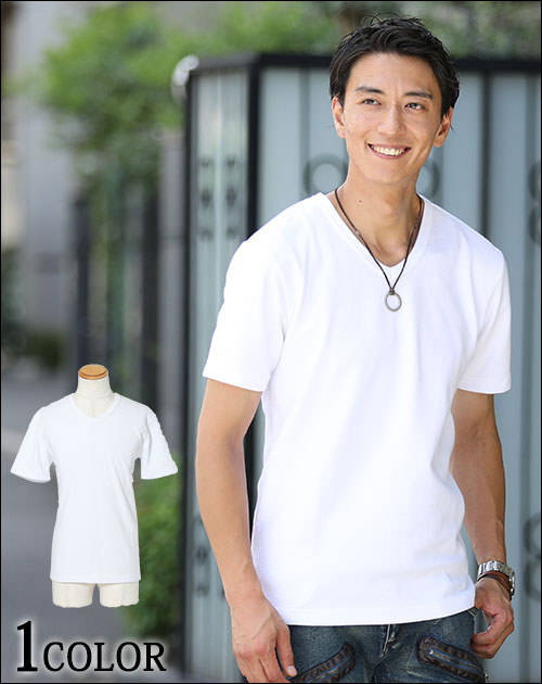 タックフライス半袖ⅤネックTシャツ