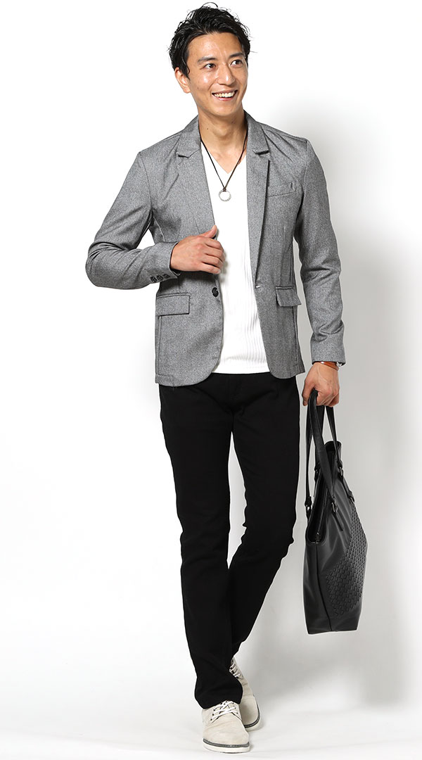 おすすめのチェックテーラードジャケットを使ったメンズコーディネート